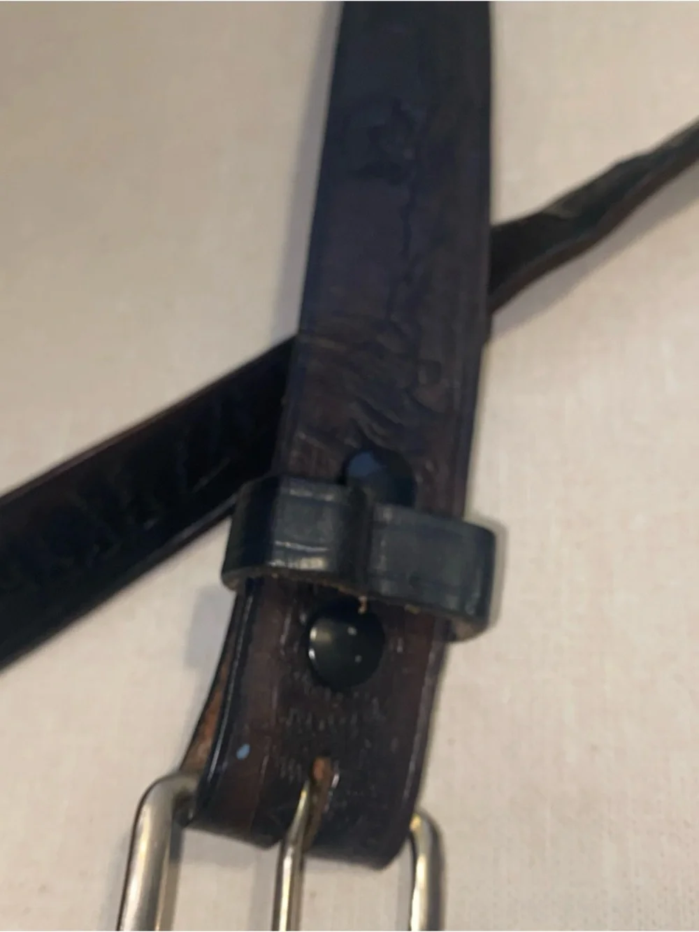 VTG‎ TOOLED Dark Leather Nature Western Belt  Men’s Size 44-46 *SEE Measurements